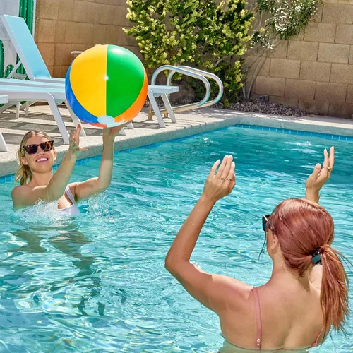 Miniatura 2 de JOYIN Paquete de 4 pelotas de playa de 20 pulgadas – Pelota de playa grande arcoíris inflable juguetes de piscina para decoración de suministros