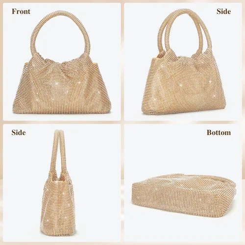 Miniatura 8 de Bolso de mano con diamantes de imitación para mujer, bolso de noche con diamantes brillantes, mini bolso de mano con purpurina para fiesta de noche