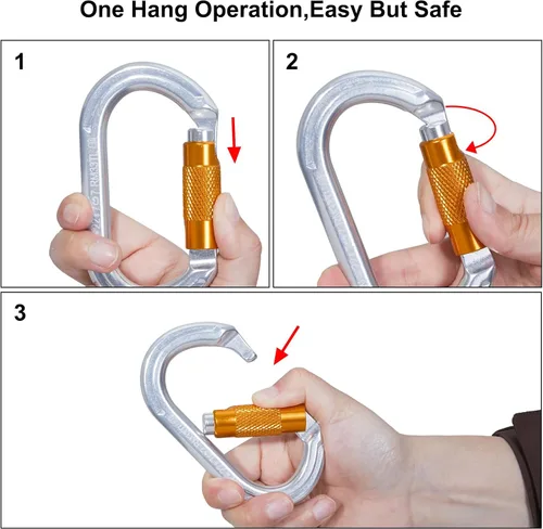 Miniatura 5 de SOB Clips de mosquetón de escalada con bloqueo automático, conector de mosquetón asimétrico de alta resistencia utilizado para rappel