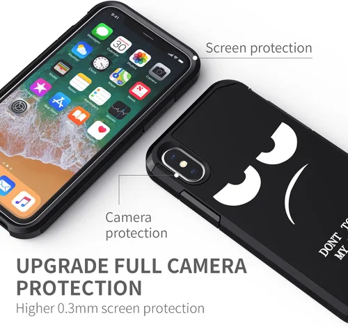 Miniatura 5 de Funda para iPhone XR, bonita funda [Don't Touch My Phone] a prueba de golpes de doble capa resistente de silicona protectora de plástico para niñas