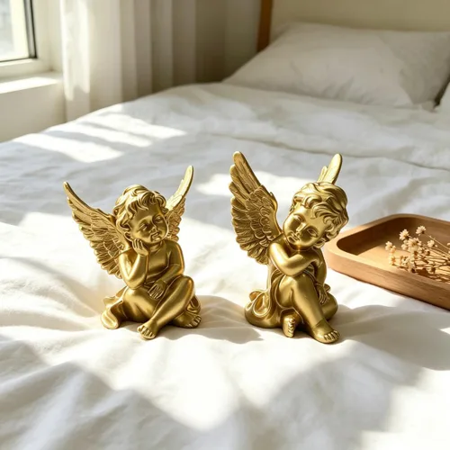 Miniatura 4 de Artgenius Figura de ángel pequeña de 4 pulgadas, figuras y estatuas de ángel doradas, escultura de ángel decorativa moderna para el hogar, oficina