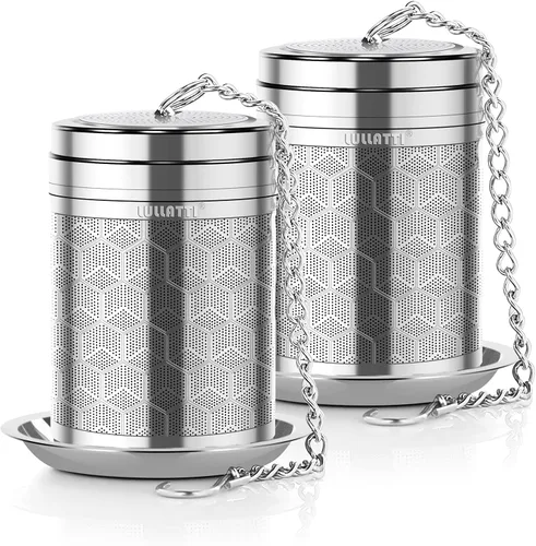 Miniatura 10 de Infusores de té para té suelto, (2 unidades) Juego de coladores de té de acero inoxidable 18/8, té de malla extra fina para té preparado, especias