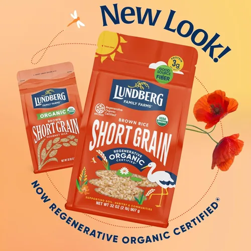Miniatura 5 de Lundberg Arroz Integral de Grano Corto, Certificado Orgánico Regenerativo – Ligeramente a Nuez, Arroz Pegajoso Cultivado Responsablemente