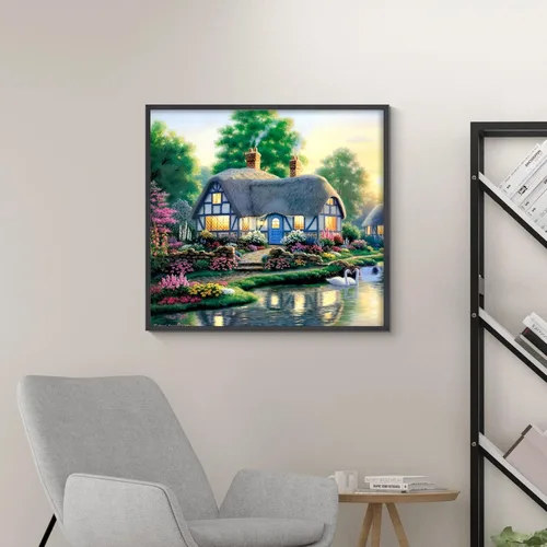 Miniatura 3 de Kits de arte de diamantes de paisaje para adultos: pintura de diamante campestre casa de campo DIY 5d Kit de pintura de diamante de taladro completo