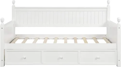 Miniatura 4 de Harper & Bright Designs Sofá cama de madera con tres cajones inseparables, marco de sofá cama de tamaño individual, estilo moderno para dormitorio