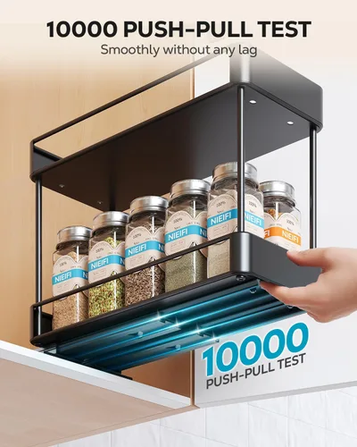 Miniatura 3 de Nieifi Organizador de especias para gabinete, estante vertical para especias, fácil de instalar, metal, 4.5 pulgadas de ancho x 10.35 pulgadas