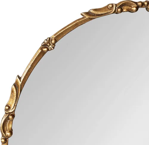 Miniatura 6 de Kate and Laurel Brynley Espejo redondo decorativo de metal, 24, dorado antiguo, espejo circular tradicional adornado con detalles de hierro