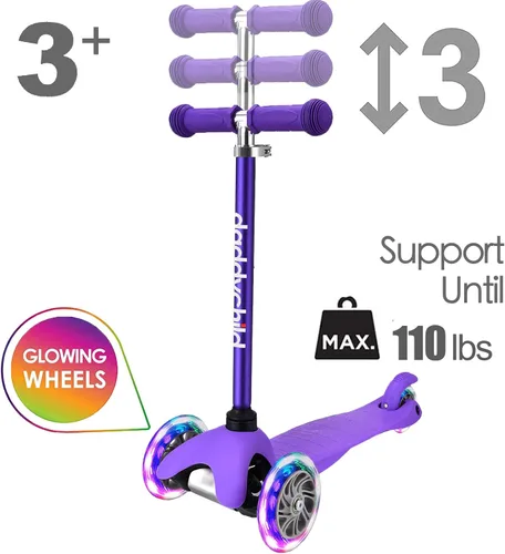 Miniatura 2 de 3-Wheel Kick Scooter for Kids Ages 3-8 Lean-to-Steer Toddler Scooter with Extra Wide Light Up Wheels, 4 Adjustable Heights, Foldable Scooters for
