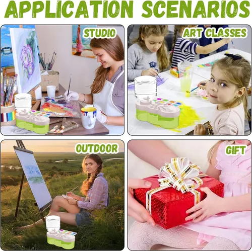 Miniatura 7 de Limpiador de pinceles de pintura, pincel acrílico multifuncional para pintura facial, estación de lavado, cepillo de agua para todo propósito, Verde