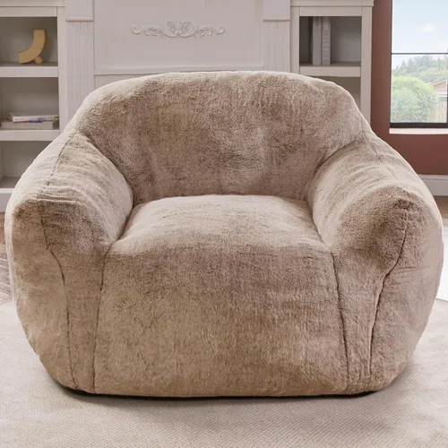 Miniatura 16 de Puf gigante para adultos, sillas grandes de espuma viscoelástica, sofá puff de gran tamaño con relleno, silla de lectura grande de piel sintética