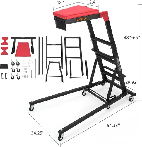 Miniatura 6 de Garvee Enredadera lateral superior, altura ajustable de 48 a 68 pulgadas, capacidad de 400 libras, enredadera automotriz superior alta con 6 ruedas