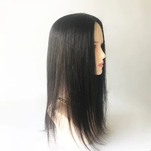 Miniatura 7 de Parte superior de cabello humano con base de seda larga con clip de 5 x 5 pulgadas, extensiones de cabello lacio virgen 100% real, 4.7 x 5.1 in