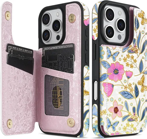 Miniatura 18 de NNH Funda tipo cartera compatible con iPhone Xs Max con bloqueo RFID, ranuras para tarjetas, folio de piel sintética, función atril, doble cierre