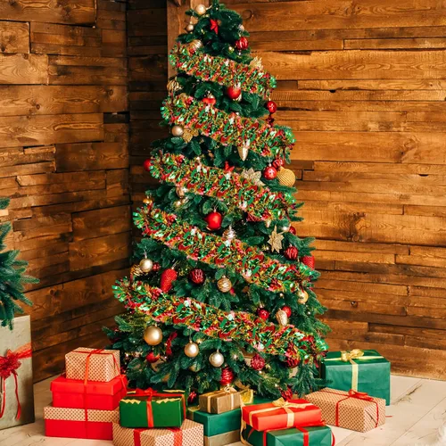 Miniatura 4 de Guirnalda de oropel de Navidad de 50 pies, guirnalda gruesa de oropel, decoraciones de árbol de Navidad, guirnalda de oropel metálica y girada