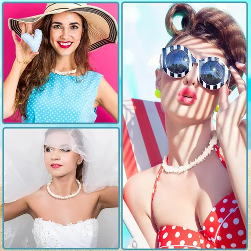 Miniatura 5 de Paquete de 3 collares de concha de Puka, collar de surfista de almeja, collar blanco, gargantilla hawaiana, joyería de playa con cadena extendida