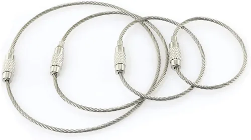 Miniatura 3 de RLECS 20 llaveros de alambre de acero inoxidable de 0.069 pulgadas para cables de aviones, 4 bucles de longitud, 5 unidades de cada uno para colgar