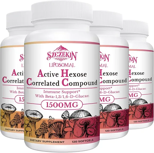Miniatura 8 de Suplemento correlacionado de hexosa activa liposomal de 1500 mg, 120 geles blandos beta-glucanos con extracto de hongos naturales, sistema