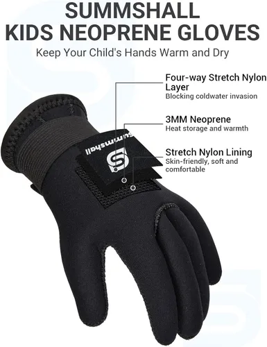 Miniatura 2 de Guantes de neopreno para niños de 0.118 pulgadas, guantes térmicos antideslizantes para natación, UV50+, mantienen el calor para bucear, kayak