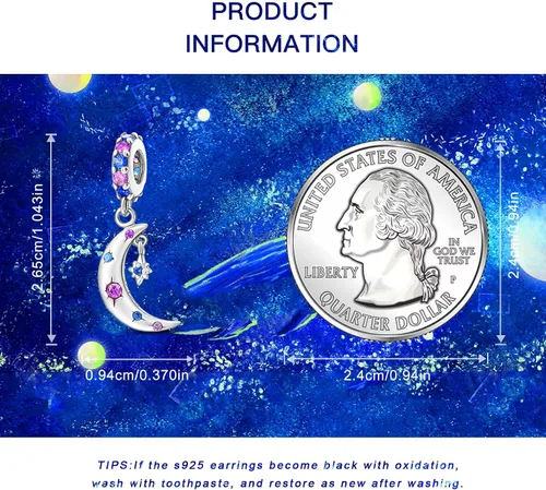 Miniatura 6 de NUJIFFY Abalorios de plata de ley 925 para pulseras y collares, pulseras solares con dije de estrella de mar y estrella, conchas de estrella de mar