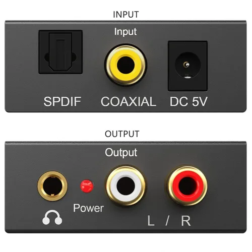Miniatura 2 de Convertidor de audio digital a analógico de 192 KHz, convertidor óptico coaxial DAC SPDIF digital a L/R RCA, adaptador de audio Toslink óptico a