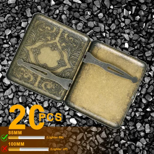 Miniatura 5 de Ipetboom Caja de cigarrillos de metal vintage portátil delgada cubierta para 20 cigarrillos acero inoxidable caja de almacenamiento de cigarrillos