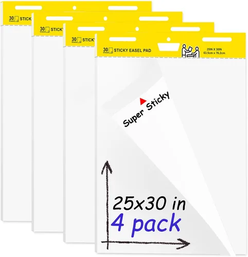 Miniatura 9 de Paquete de 2 almohadillas adhesivas para caballete, papel de póster de 25 x 30 pulgadas, papel de caballete autoadhesivo grande, papel de rotafolio