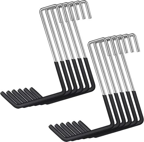Miniatura 9 de BOBOKA Paquete de 6 ganchos resistentes para colgar ganchos grandes con revestimiento de vinilo en forma de S para colgar escaleras, perchas