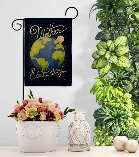 Miniatura 9 de Breeze Decor Juego de banderas de jardín del Día de la Tierra con soporte, apoyo a la paz, protección del medio ambiente, decoración de la casa