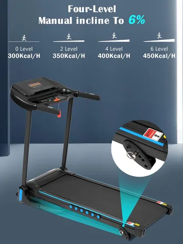 Miniatura 5 de Merax Cinta de correr inclinada: cinta de correr 4 en 1 con inclinación 6%, cinturón de 7 capas de capacidad de 350 libras, cintas de correr