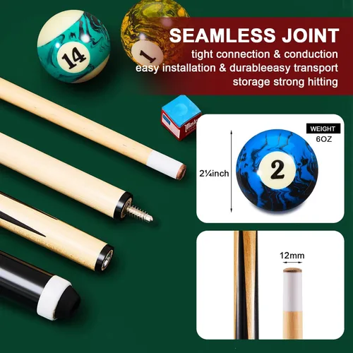 Miniatura 3 de Outus 71 piezas de accesorios para mesa de billar, accesorios de billar, bolas de billar con soporte de bola triangular, tizas para tacos, punta