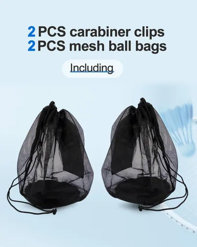 Miniatura 2 de 2Pcs Single Mesh Ball Bag for Basketball Soccer & Volleyball, Lightweight Net Storage with Zipper Pocket for Sports, Portable Drawstring Bags with