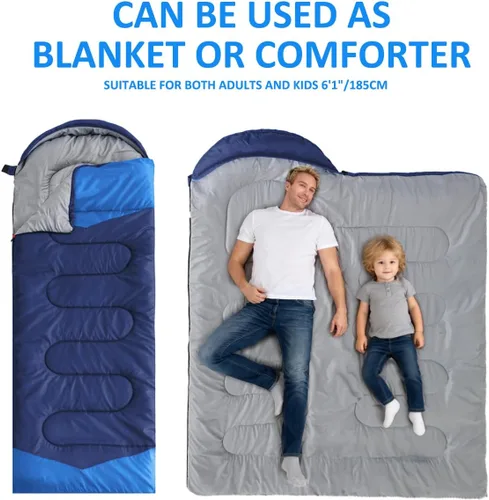 Miniatura 3 de Oaskys - Saco de dormir para acampar, para 3 estaciones, clima cálido y fresco, verano, primavera, otoño, ligero, resistente al agua, para adultos