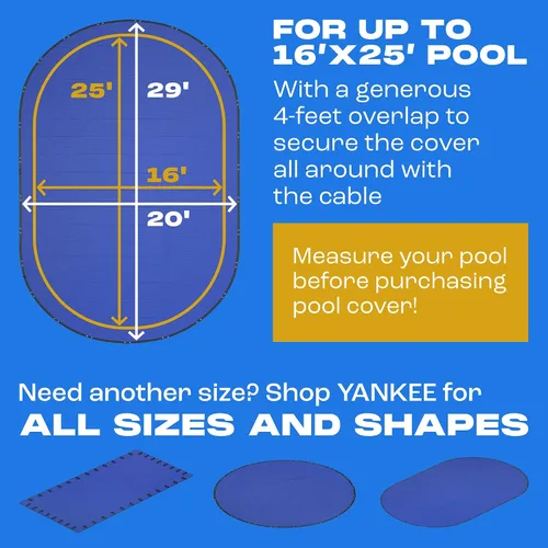 Miniatura 6 de Yankee - Cubierta para piscina ovalada 12 x 18 pies Cubierta ovalada de invierno para piscinas sobre el suelo Extra gruesa y duradera