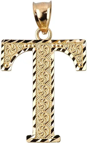 Miniatura 8 de Colgante personalizado de oro amarillo de 10 quilates con letras iniciales A-Z