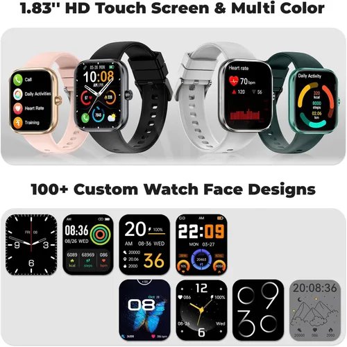 Miniatura 6 de MFVLP Smart Watch for Men Women, 1.83" HD Touchscreen Fitness Watch with Bluetooth Call&Message Notifications, 110+Sport Modes, 24/7 Heart