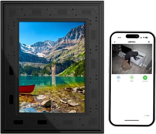 Cámara de marco de fotos, cámara de seguridad WiFi 1080P, 365 días en espera PIR detección de movimiento HD visión nocturna en tiempo real