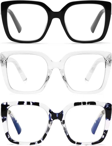 Miniatura 7 de DOOViC 3 Pack Oversized Reading Glasses for Women Blue Light Blocking Square Stylish Computer Readers