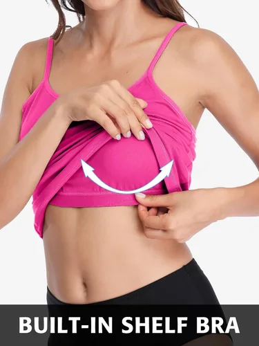 Miniatura 103 de Camisa Attraco de algodón, con tirantes estilo espagueti, con brasier incorporado, 2 paquetes, para mujer