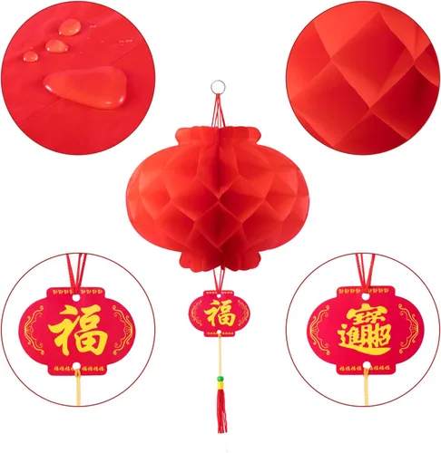 Miniatura 5 de Favide 20 linternas chinas de papel rojo de 10 pulgadas para decoración de Año Nuevo, Festival de Primavera, boda y restaurante