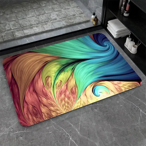 Miniatura 12 de Tapete de baño de tierra de diatomeas, arte abstracto, sol dorado, antideslizante, volumen súper absorbente, de secado rápido para baño, cocina