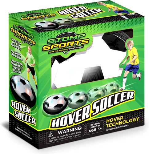 Hover Fútbol de los creadores de Stomp Rocket – Juguetes de fútbol con luces LED y parachoques acolchados para interiores para niños y niñas de 3,