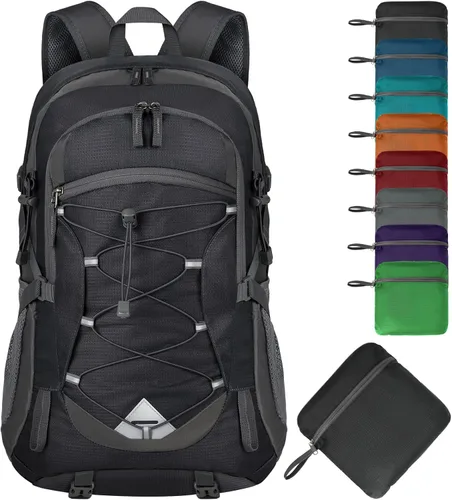 Miniatura 14 de IGOLUMON Mochila de senderismo de 40 L, plegable, ligera, mochila de camping para hombres y mujeres, impermeable, mochila de senderismo al aire
