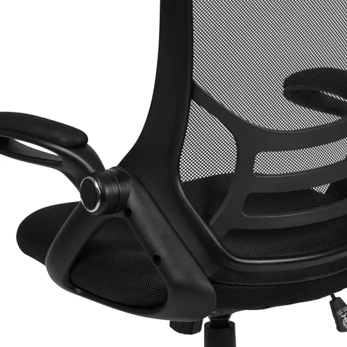 Miniatura 19 de Flash Furniture Porter - Silla de oficina giratoria ergonómica de malla negra con marco negro y brazos abatibles