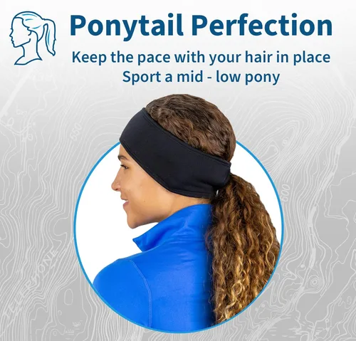 Miniatura 13 de TrailHeads - Diadema para mujer, diseño de cola de caballo, con banda para la oreja que absorbe la humedad, ideal para correr