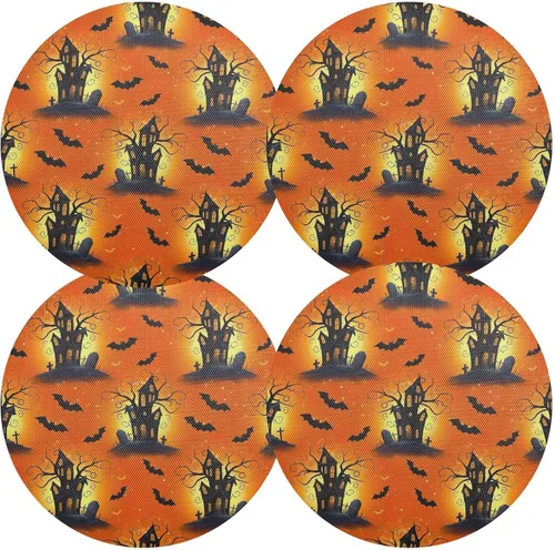 Miniatura 2 de Spooky Halloween Cartoon Printed Table Placemat, Washable Heat Resistant Placemats for Kitchen one sizex1