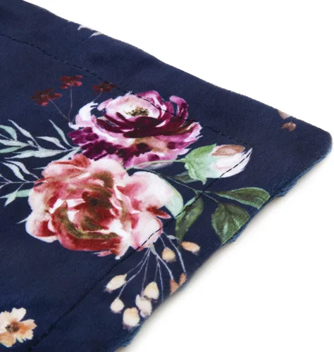 Miniatura 3 de BORITAR Manta de bebé para niñas, súper suave de doble capa de minky con respaldo punteado, manta azul oscuro con estampado floral de belleza, 30 x