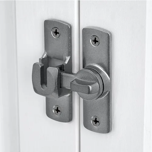 Miniatura 5 de 3 Paquetes Cerradura Gris para Puerta de Granero con Giro de 90/180 Grados, Protege la Privacidad - Pestillo de Seguridad para Puerta, Herrajes