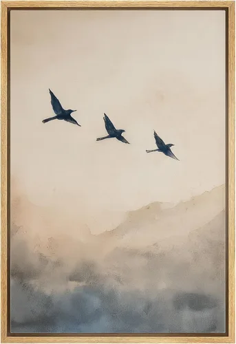 Miniatura 20 de wall26 Lienzo enmarcado para pared, acuarela, azul pastel, garza, galápagos, aves, animales, ilustraciones de naturaleza salvaje, arte moderno