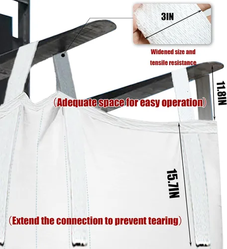 Miniatura 5 de Paquete de 10 bolsas a granel Aolikebao FIBC, bolsa de 1.5 toneladas, 39.4 pulgadas de largo x 39.4 pulgadas de ancho x 39.4 pulgadas de alto, 3300