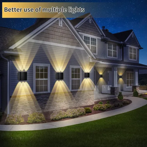 Miniatura 5 de Lámpara de pared moderna de 6 W para porche al aire libre, IP65 impermeable, luz cálida de 3000 K, aplique de pared negro para patios, jardín
